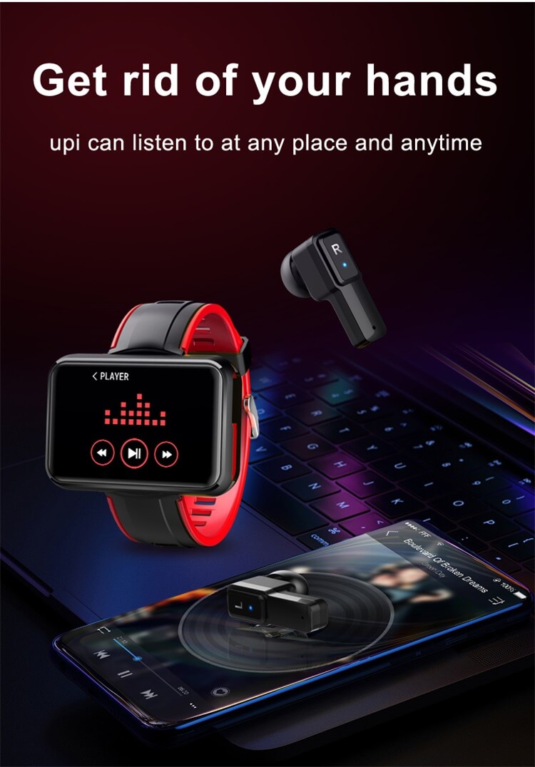 Smart Watch Wireless Earbuds 2 In 1 Music Watch Sport Bluetooth Fitness  Bracelet | eBay