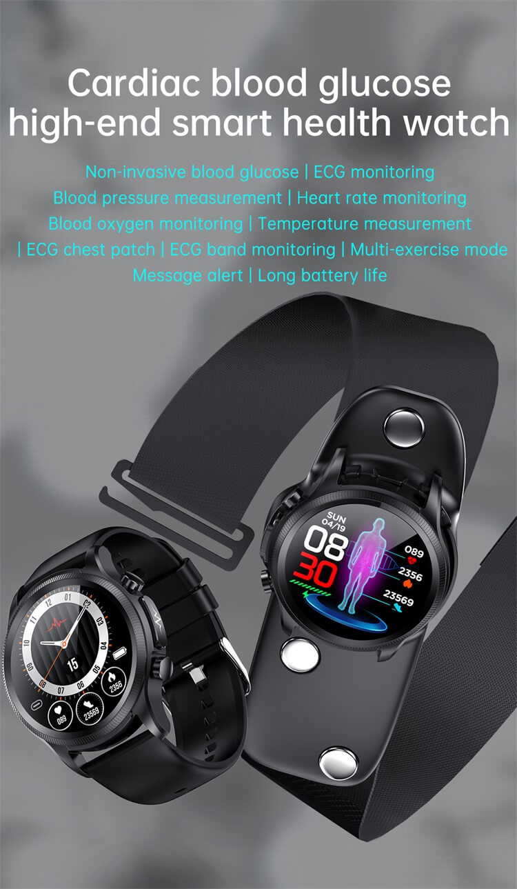 Reloj Smartwatch E400 Fralugio Ecg Real Mide Glucosa Spo2 Hr